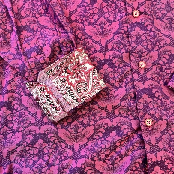 Robert Graham Bayview Classic Fit Shirt Mens Small Raspberry Paisley Button NWT - Picture 4 of 8